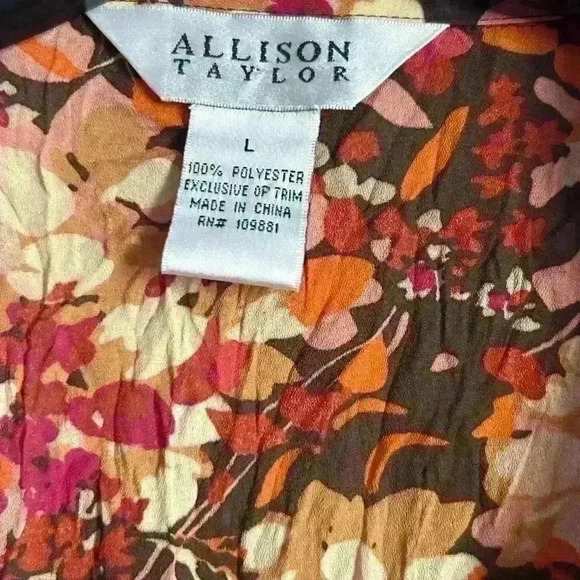 Vintage paisley blouse scarf tie neck sheer patterned top Allison taylor L NWT - Picture 6 of 11